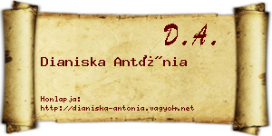 Dianiska Antónia névjegykártya